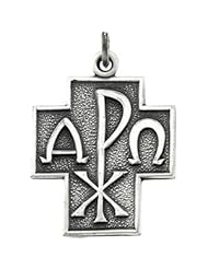 Sterling Silver-Alpha Omega/Chi-Rho Cross by US Gems
