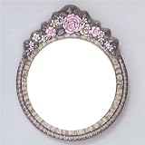 Round Mirror with Pink Roses