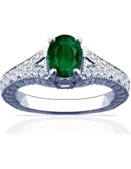Platinum Oval Cut Emerald Fana Designer Ring