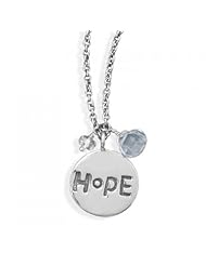 MMA Silver - 16 inch+2 inch Oxidized Necklace with Hope Tag and Quartz