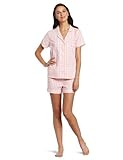 Dearfoams Women's Short Sleeve Picnic Plaid Shorty Pajama