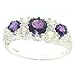 Sterling Silver Ladies Amethyst & Opal Ring title=
