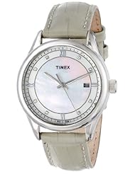 Timex Womens T2P150AB Classic Light Gray Croco Patterned Leather Strap Watch