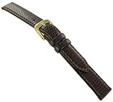 10mm Di-Model Brillant Anti-allergic Lizard Grain Semi-gloss Stitched Padded Brown Watch Band Regular