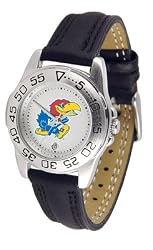 Kansas Jayhawks Suntime Ladies Sports Watch w/ Leather Band - NCAA College Athletics
