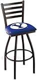 UPC 071235000103 product image for Brigham Young University 25 Inch Black Wrinkle Swivel Bar Stool with Ladder Styl | upcitemdb.com