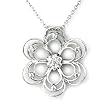 Sterling Silver CZ Necklaces - Flower - Chain: 17"/ Height: 21mm