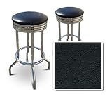 2 BlackVinyl Custom Specialty Swivel Chrome 24"Bar Stools (Corinthian Black ....