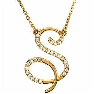 14k Yellow Gold Sexy S Initial Diamond Necklace