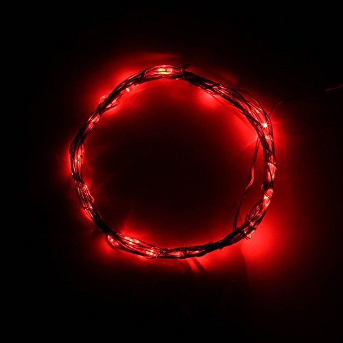 BINZET Soft Wire LED Light String 3m 30 LED Bulbs Starry Starry Light Indoor String Light Outdoor String Lights 3 AA Batteries Operated LED Fairy Light - Red