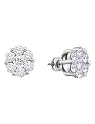 4 cttw 14k White Gold Diamond Flower Stud Earrings (Real Diamonds: 4 cttw)