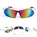 RIVBOS 806 POLARIZED Sports Sunglasses with 5 Set Interchangeable Lenses for Cycling (806-White)
