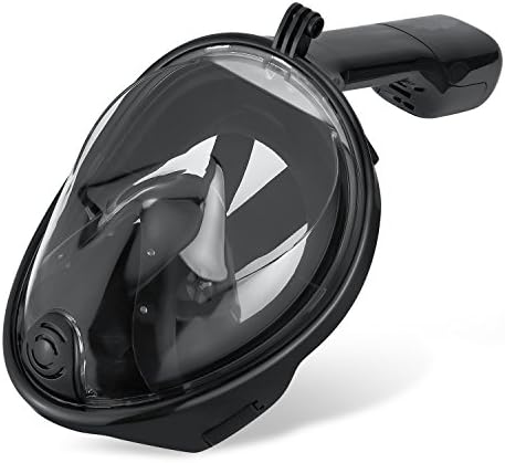 Full Face Snorkel Mask. With Free Breathing, Anti-fogging, leak-proof design. (Black, S/M)