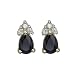 14K Yellow Gold 1/10 ct. Diamond and 1 1/10 ct. Teardrop Shaped Sapphire Earrings