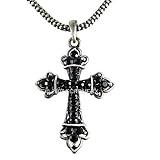 Black Fleur De Lis Cross Necklace Crystals