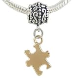 14K Gold on Sterling Silver AUTISM AWARENESS PUZZLE Bead CHARM fits Pandora Biagi or Chamilia Bracelet GIFT BOXED