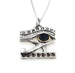 Boxed Egyptian Eye of HORUS Silver-Tone Pewter Pendant Necklace