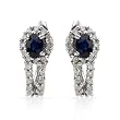 Earrings With 0.60ctw Precious Stones - Genuine Diamonds and Sapphires Made of White Gold Length 13mm