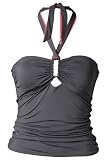 Moontide M3912RS Reversible Solids Mink and Pink Trim Bandeau Tankini Top