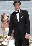 Mens Black 2 Button Notch Lapel Super 120s Wool Regular Fit Side Vented Tuxedo by Ike Behar