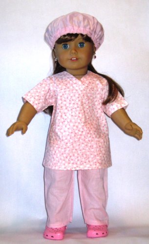 Scrub Nurse Outfit COMPLETE Outfit with Shoes and Cap Fits 18 Dolls like American Girl