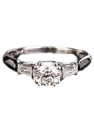 Solid 14K White Gold Round Cut 5mm Moissanite 0.21ctw Diamonds (H-SI) Engagement Wedding Ring