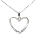 Jewelry : Sterling Silver Sculpted Heart Pendant, 18'