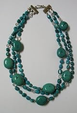 Three Strand Turquoise Necklace with Swarvoski Crystals