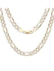 22" Figaro Italian Chain Two Toned 14K Gold over .925 Sterling Silver / 5 mm