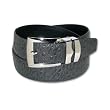 OSTRICH Embossed CHARCOAL GRAY Bonded Leather Belt Silver-Tone Buckle Regular