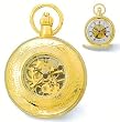 Pocket Watch - 14k Gold-plated See Through Cover Black Roman Numerals Pocket Watch