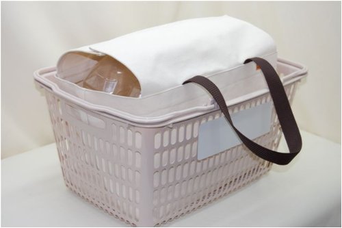 食品買い物用 レジカゴ 型(24L) 日本製 エコバッグ 位置調整フタ　底板付 帆布 想定重量１０ｋｇ (ナチュラル ６号弱撥水（底板無）)