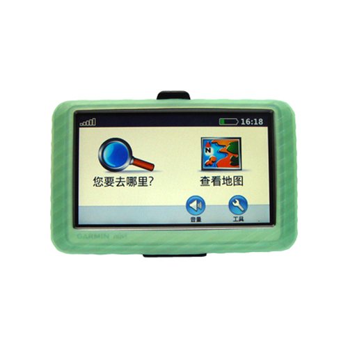 Gizmo Dorks Special 2in1 Combo! Garmin GPS Silicone Skin Case Green Plus Screen Protector! For Use with 4.3 Inch Screens: Garmin 200w 250w 255W 260W 265WT (Does Not Include Garmin Gps!)
