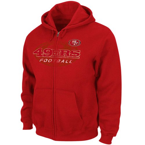 NFL Men's San Francisco 49Ers Touchback IV Long Sleeve Fullzip Hooded Fleece (Red, X-Large)
