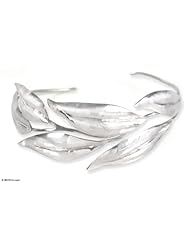 Silver cuff bracelet, Lovely Leaves - Sterling Silver Cuff Bracelet Jewelry