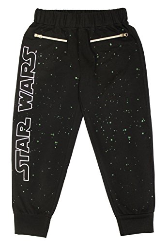 Star Wars Big Girls' French Terry Pant with Zipper and Iridescent Glitter, Black, X-Large