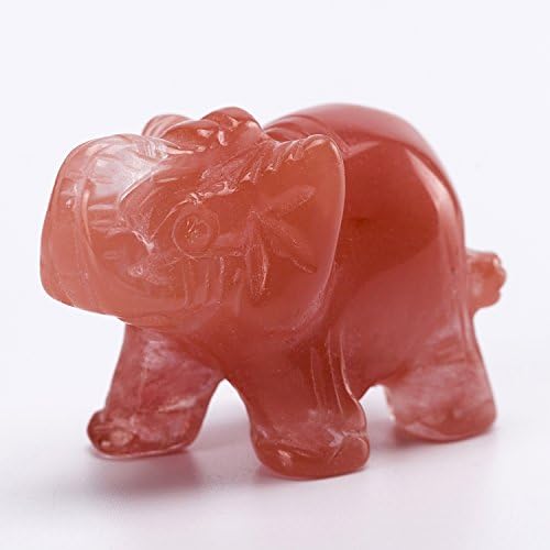 Cherry Quartz Stone Carved 1.5inch Elephant Figurine Statue Feng Shui Crafts Natural Chakra Carving Stones Healing Reiki Free Pouch