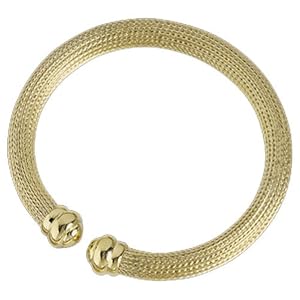 14K Yellow Gold Mesh Cuff Fashion Bangle Bracelet