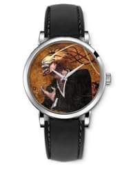 SPRAWL Aanalog Fashion Series Silver Ladies Watches of Genuine Black Leather Strap,Unique Wrist Watch for Women Girls Designed with furious man