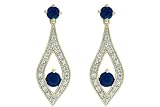 10k White Gold Lab-Created Sapphire and Diamond Dangle Earrings