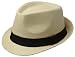 EH1911F - Unisex Structured 100% Paper Straw Ribbon Band Fedora Hat - Natural/One Size