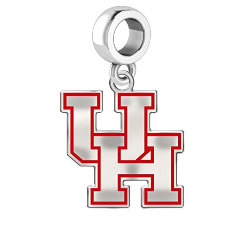 Houston Cougars Sterling Silver Logo Drop Charm Fits All European Style Charm Bracelets
