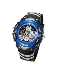 Pixnor® Alike Women Men Dual Time Quartz Wrist Watch with Date /Alarm /Countdown /Timer (Blue)