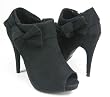 Black Faux Suede Platform Peep-toe Bootie