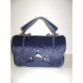 Fendi Handbags Secrete Code Dark Blue CALF HAIR Leather 8BN199 SPECIAL CLEARANCE