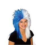 Blue/White Sports Fanatics Adult Wig