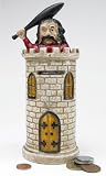 8.5" Antique Replica Collectible Medieval Statue Sculpture Castle Authentic Foundry Iron Mechanical Bank