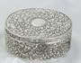 LARGE OVAL JEWELERY BOX - LARGE ANTIQUE SILVER OVAL JEWELERY BOX