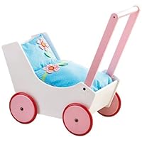 Doll Stroller White with Flowers