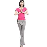 Great Value Yoga Clothing 3pcs Female Dancing Fitness Yoga Clothing Suits Size S ( Rose + Gray )